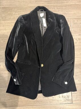 J. Crew Black Velvet Single-Button Blazer